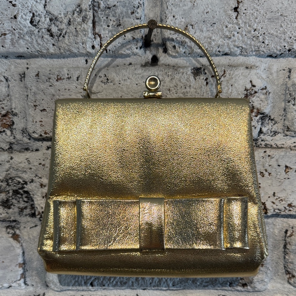 50s Elegant Gold Petite Handbag with Accessories - Picture 11 of 11